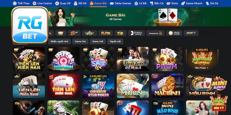 RGBET với nhiều game bài cực hay