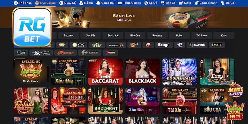 Vô số trò chơi casino hay tại RGBET